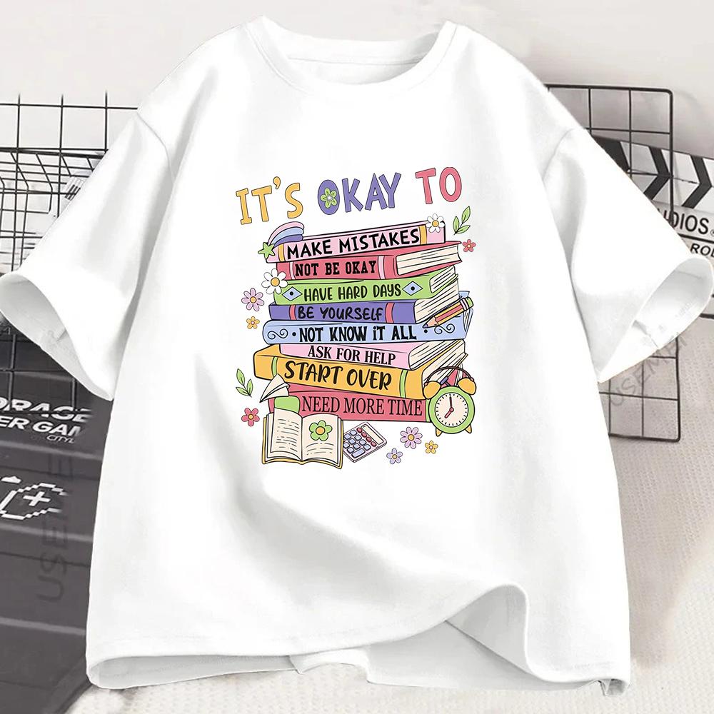Unisextal Health Awareness Tshirt Its Okay To Make Mistakes Graphic Tee Summer Short Sleeve Inspirational Quote Top Unisex