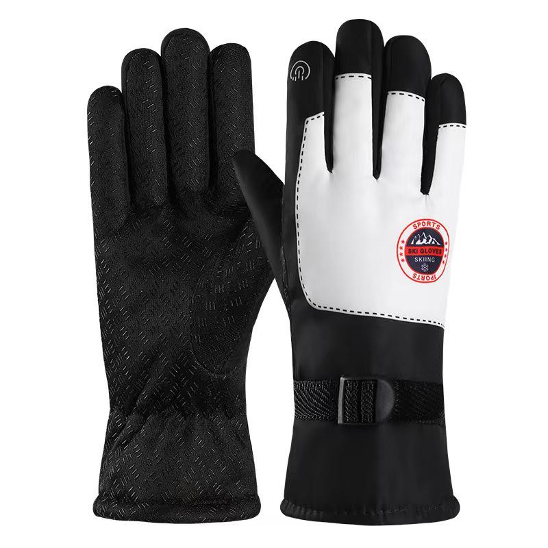 Popular Unisex Warm Waterproof Touchscreen Leather Cycling Gloves - Plush, Thick, Windproof for Winter