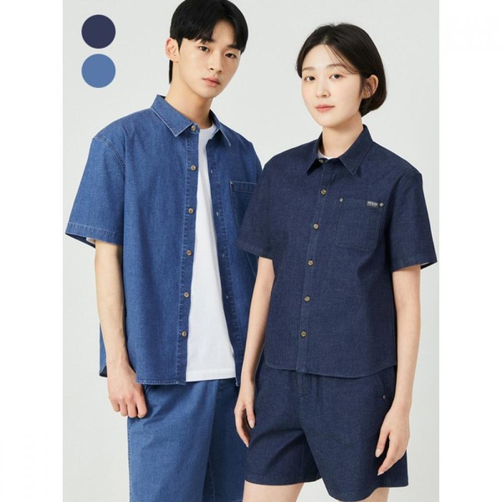 

[guess] Uni Chambray Short Sleeve Shirt Np2w8201 BBK/S
