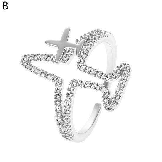 Girls Ring Casual Opening Copper Female Ring Dazzling Rhinestone Airplane Ladies Ring Female Ring Jewelry Accessories