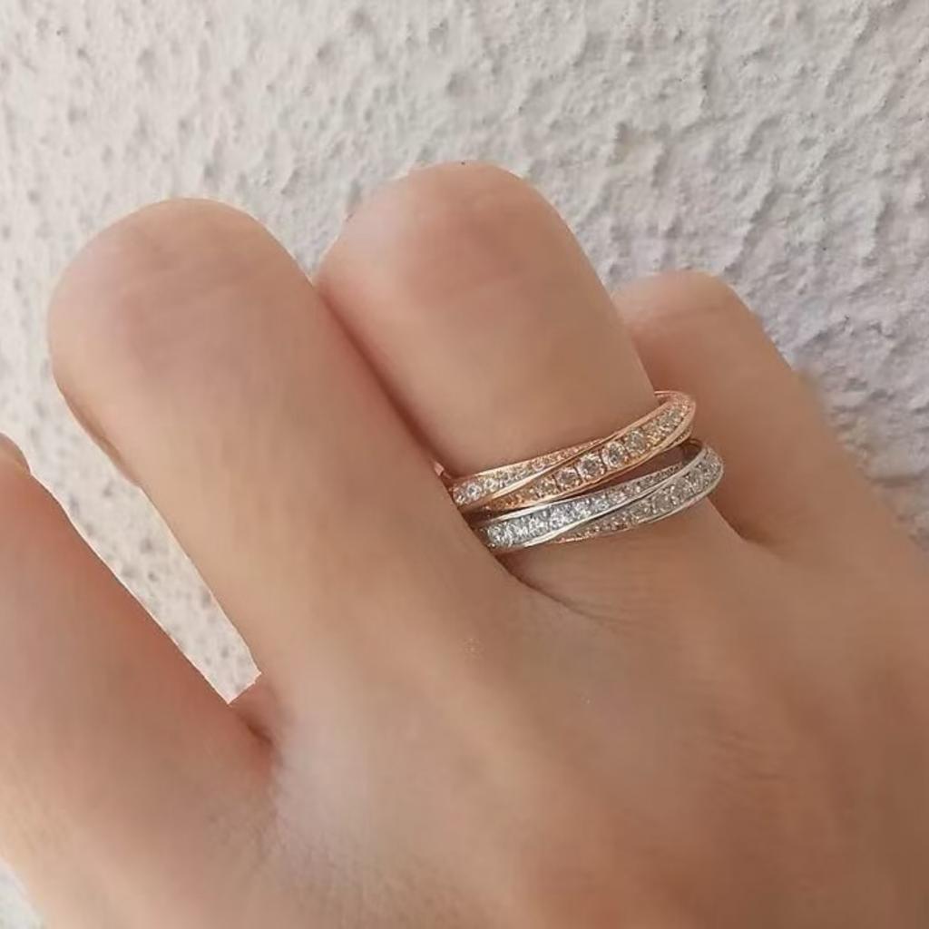 Graf Möbius Ring Voll Diamanten Verdrehter Blume Partnerring Einfacher Temperamentring