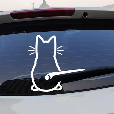 Cute Cat Car Parabrezza Tergicristallo Vinile Art Sticker Decor Animale adorabile Gatto Murale Decalcomania di arte per la finestra della macchina Loptop Decorazione