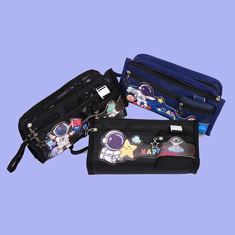Astronaut Boys Pencil Case Astronaut Stationery Box Boys Junior High School Elementary School Cartoon Large Capacity Pencil Case