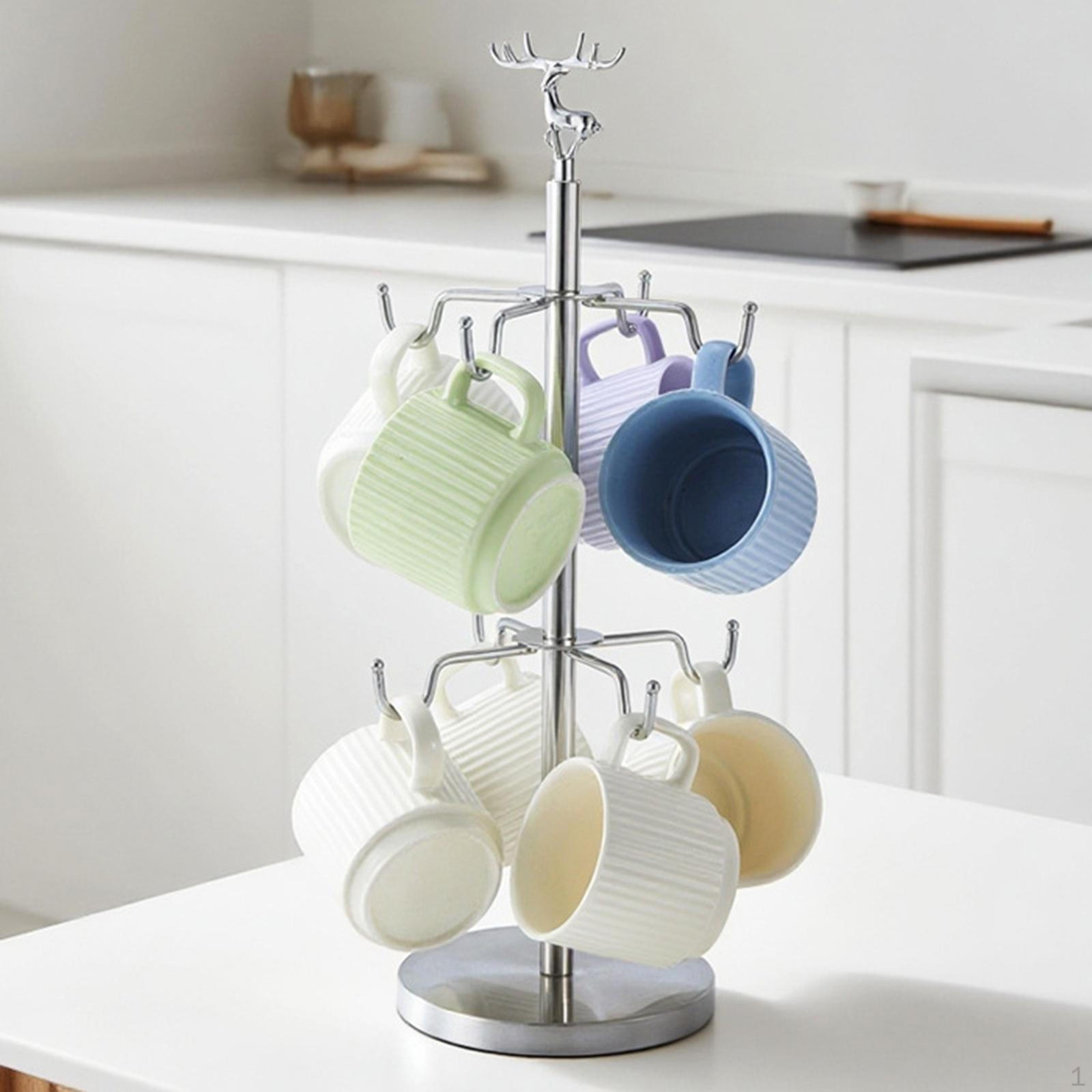 

Дерево-подставка для кружек вмещает 8 кружек, подставка для кофейных чашек, профессиональная для гостиной серебряный