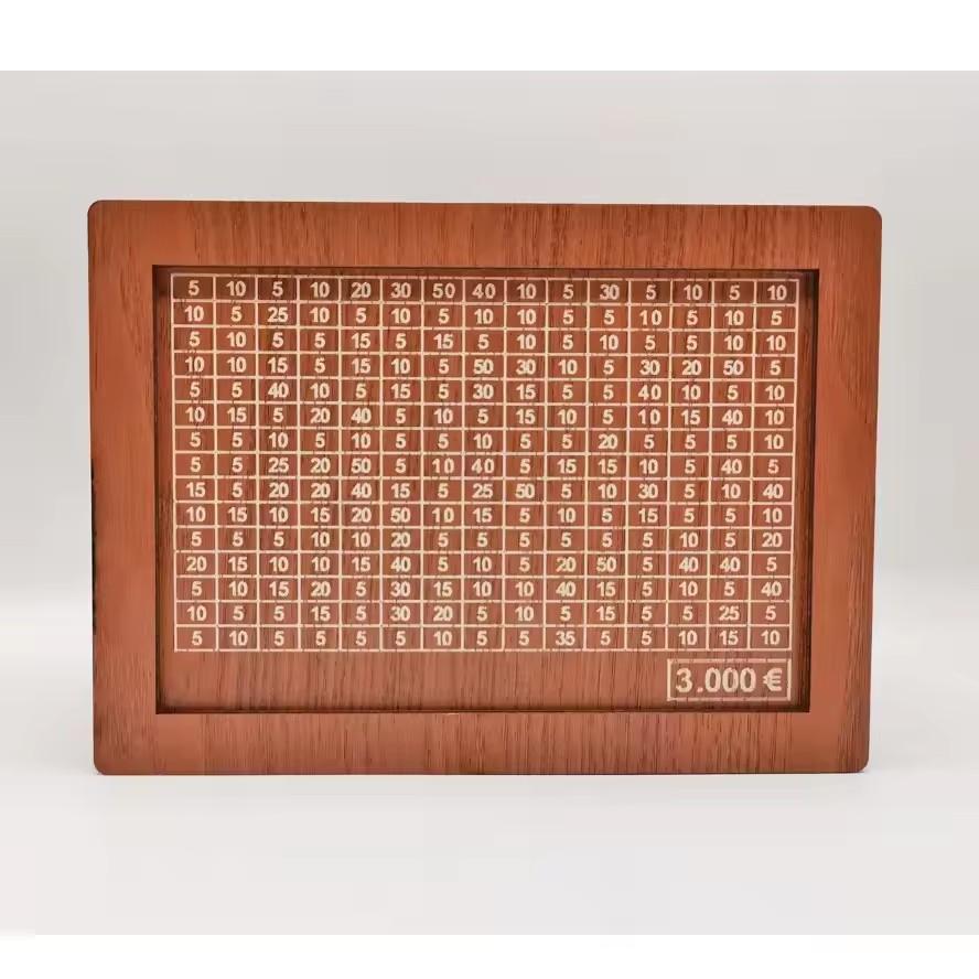 Pușculiță din lemn, 1000, 2000, 3000, 5000, 10000 de euro, cutie de bani, seif de economii, provocare, depozitare de numerar