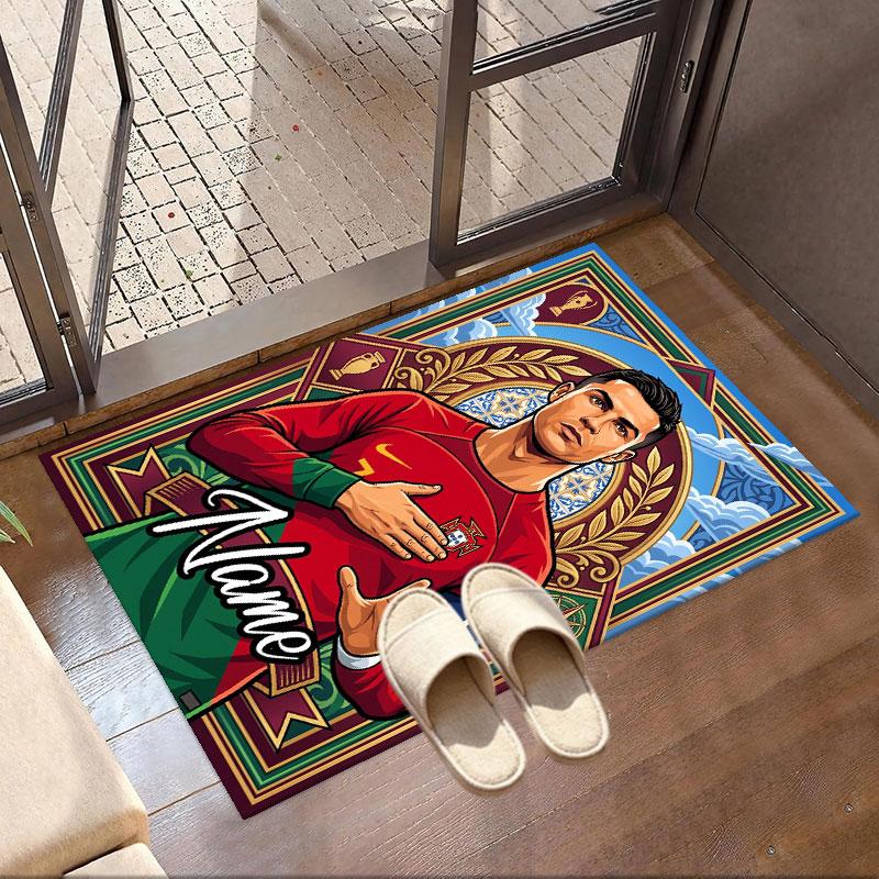 Custom Name Personalized Cristiano Ronaldo Print Carpet, Versatile Home Decor Rug, for Playroom, Apartment, Balcony, Entryway, Hallway Gift
