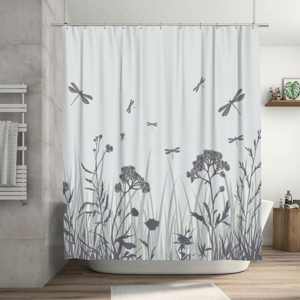 Green Leaf Pattern Shower Curtain 3D Printed Waterproof Bathroom Decor Set Of One Panel Size:180X245Cm (70X96)
