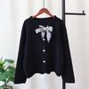 Autumn and winter new silk scarf lace-up knitted double-sided woolen cardigan temperament high-end sweater jacket women