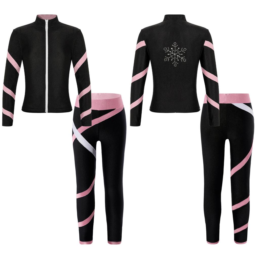 Dětské Dívčí Kontrastní barva Proužek Sportovní oblek Zip Stojánek Límec Dlouhý rukáv Mikina Legíny pro cvičení jógy Běh Bruslení