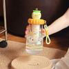 Water bottle cute apple doll plastic cup summer high value straw cup girls make tea leak-proof portable accompanying water cup