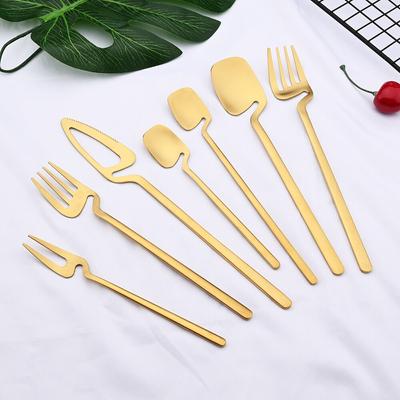 Create Design Edelstahl Mate Gold Besteck Besteck Set Mode Essgeschirr Tafelmesser Eislöffel Dessertgabel Obstgabel Löffel