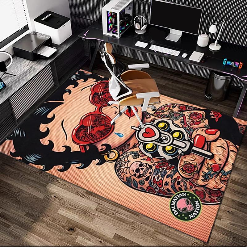 1pc Office Printed Area Carpet, Betty Boop Rug, Home Sofa Chair Mat For Christmas and Halloween Décor