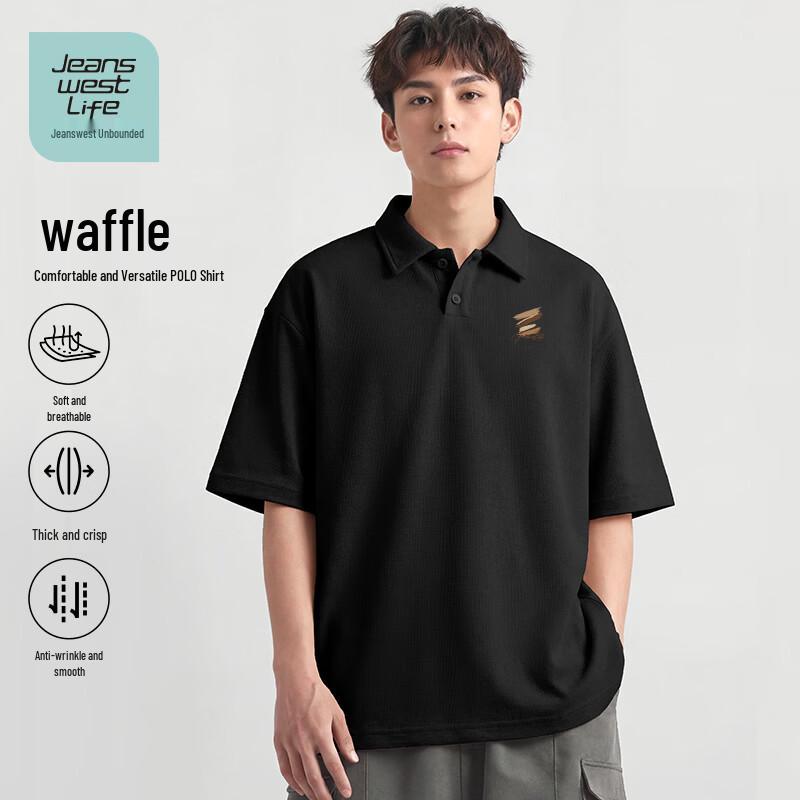 JEANSWEST LIFE Men's Waffle Knit Polo Shirt