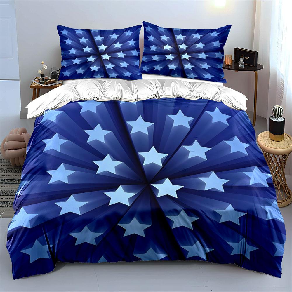 Star Pattern Decoration Set Soft Skin-Friendly Bedding Set Includes 1 Duvet Cover And 2 Pillowcase Gift