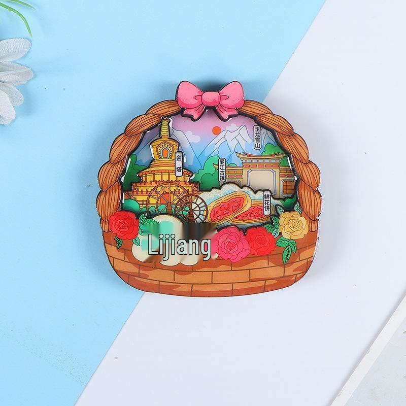 National City Scenic Cartoon Holz-Epoxid-Kühlschrankmagnet