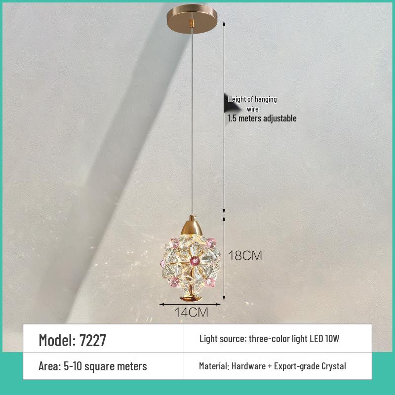 High-End French Floral Crystal Pendant Light for Bedroom or Hallway