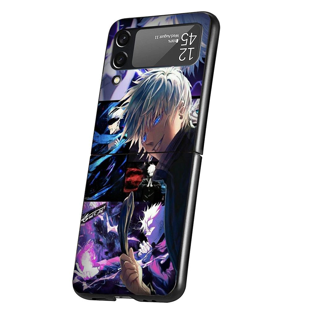 Kaisens Jujutsus Gojo Satoru Hülle Handyhülle für Samsung Galaxy Z Flip 6 5 4 3 5G ZFlip6 ZFlip5 ZFlip4 ZFlip3 Schwarz Hart Trend