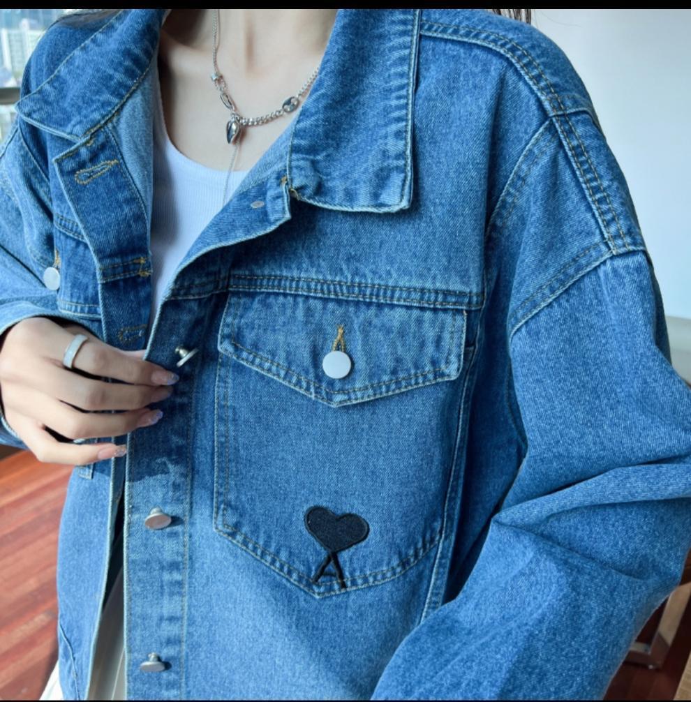 Korean Style Embroidered Loose Denim Jacket for Autumn/Winter