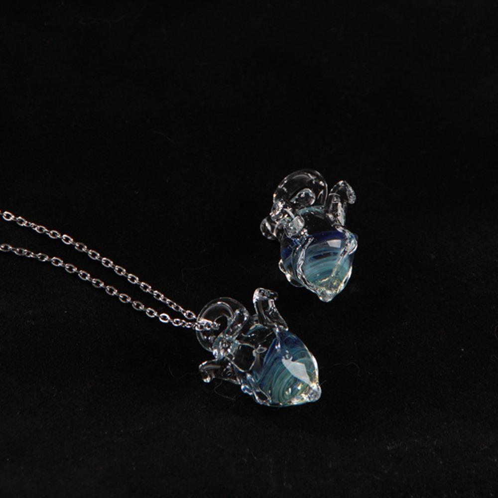 Verträumte Gläsernes Herz Halskette Handgefertigt Farbige Glasur Kette Choker Geschenk