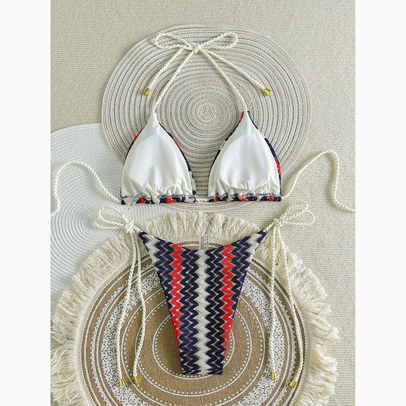 Micro Bikini Damen Handgefertigt Häkelstrick Bademode Neckholder Badeanzug Badeanzug Biquini String Zweiteiliges Bikini-Set