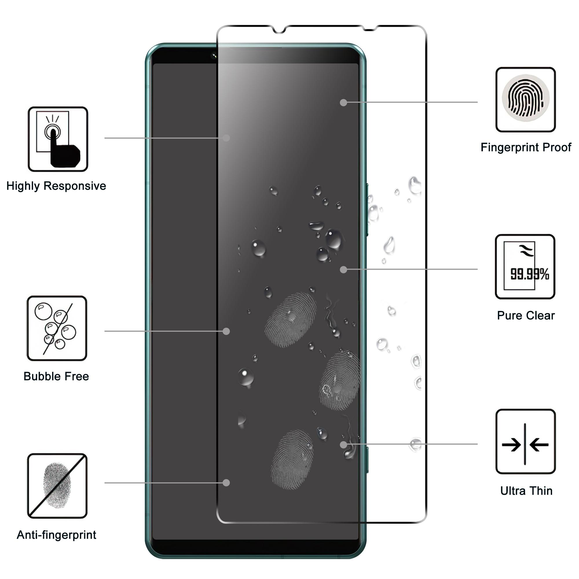 

For Sony Xperia 5 IV 5G Anti-fingerprint Tempered Glass Film 2.5D Arc Edge HD Clear Anti-explosion Screen Protector Type A