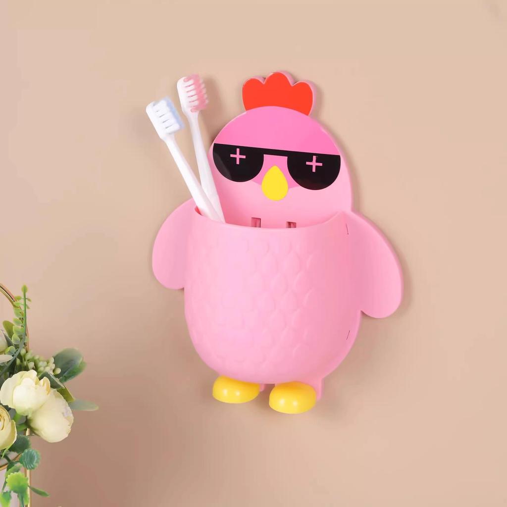 Cartoon Chick Wall-Mounted Storage Box for Makeup, Tools, and Toothbrush