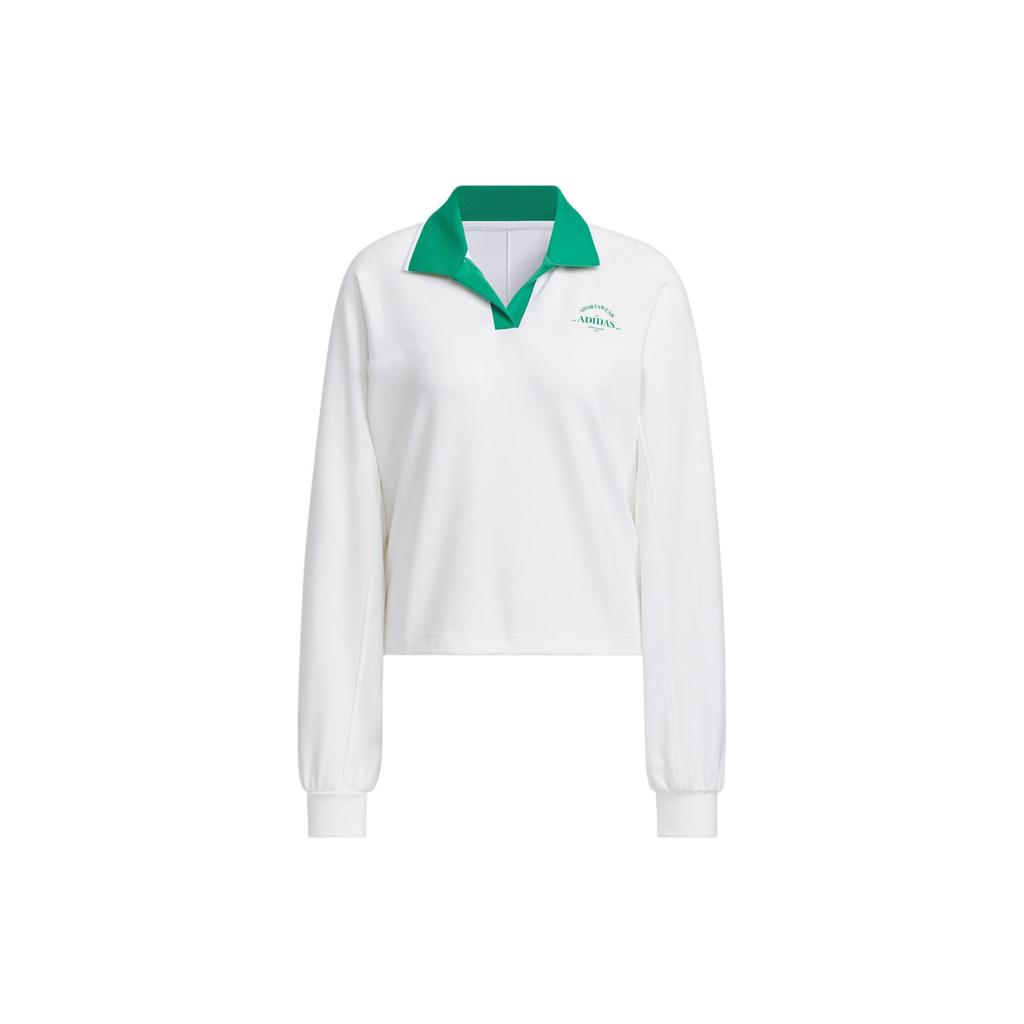 Adidas Verbiage Crew Jacket With Polo Collar Women Activewear Tops White JE3617
