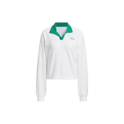 Verbiage Crew Jacket With Polo Collar Women Activewear Tops White JE3617