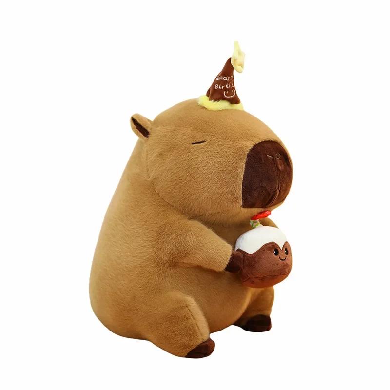 

65cm Kawaii Cake Hat Capybara Plush Simulation Capibara Anime Fluffty Toy Cute Doll Stuffed Animals Soft Doll Christmas Gift 35cm
