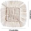 Handwoven Cotton Rope Heat Resistant Square Placemat with Fringe Decorative Table Pad for Hot Cups Plates and Coffee Mugs