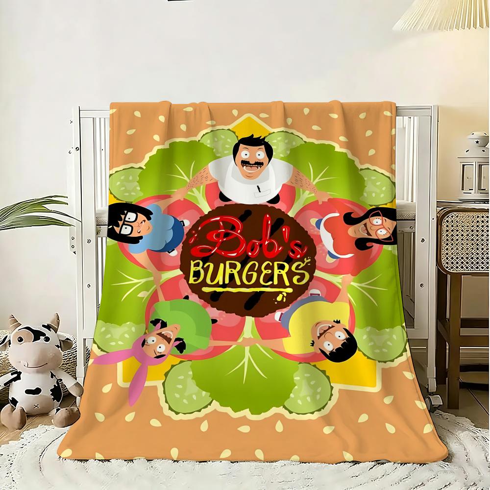Cartoon Bobs Burgers Anime Throw 240g Flannel Blanket Lightweight Soft Skin-friendly Summer Thin Throw Blanket