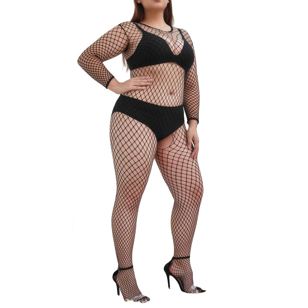 NEWJOINFUN Oversize Women Sexy Open Bra Crotchless Lingerie Lace Hollow Bodysuit Erotic Teddies Plus Large Size Underwear Set