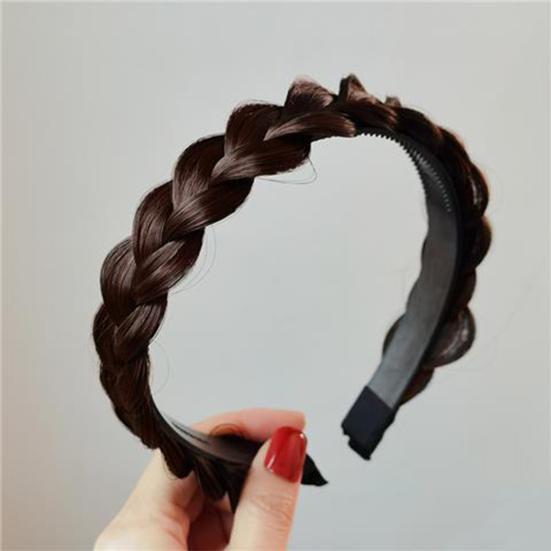 Wig Headband Anti-Slip Tooth Design Fluffy Fishbone Braid Texture Hair Hoop