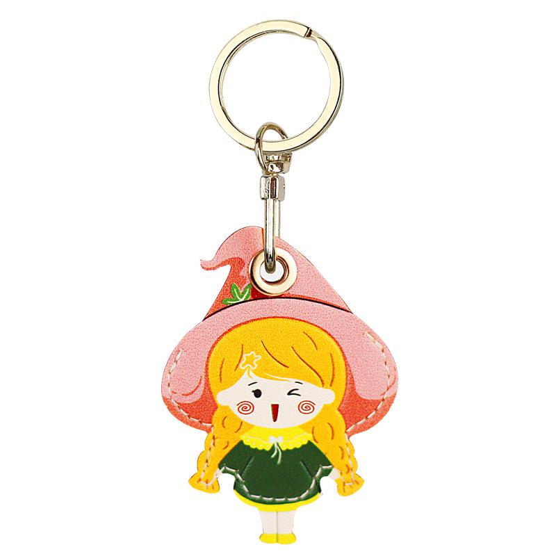 Cute Cartoon Leather Keychain Case - Creative Girl Charm & Bag Accessory