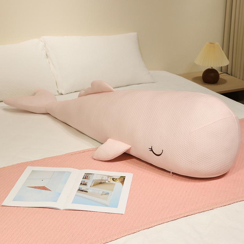 New 90cm Cooling Ice Silk & Down Cotton Soft Plush Whale Stuffed Toy Aquatic Cartoon Animal Pink Blue Sleeping Companion Gift