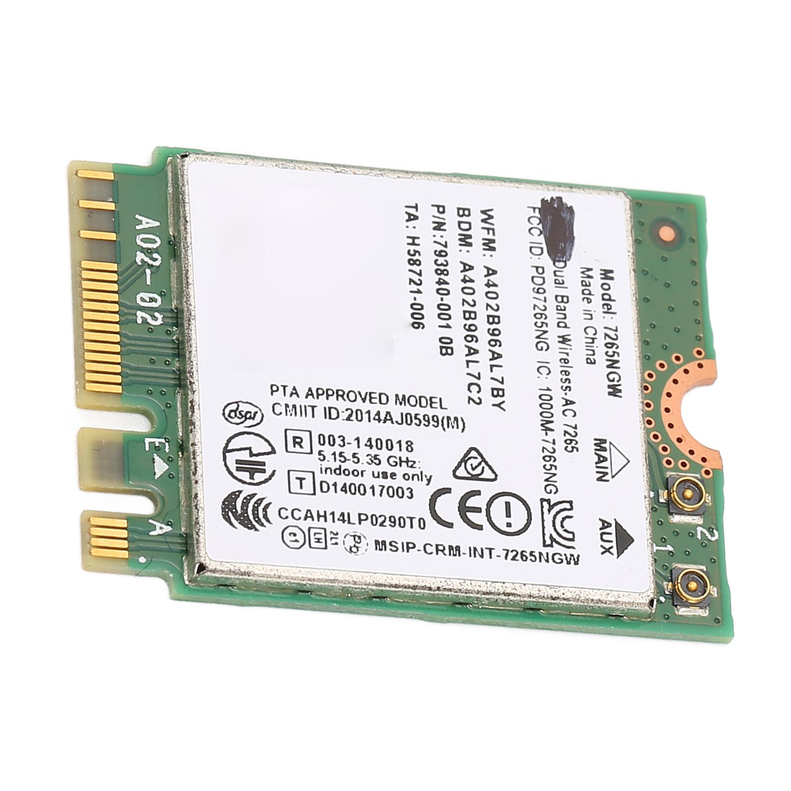 

Картка Wi-Fi для ноутбука 1200 Мбіт/с Висока швидкість 2,4 ГГц 5 ГГц Дводіапазонна Bluetooth 4.2 AC NGFF Мережева картка Бездротова