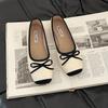 Bow ladyshoes Doudou shoes method gentle 2025 new summer shallow mouth fashion square head commuting versatile single shoes women