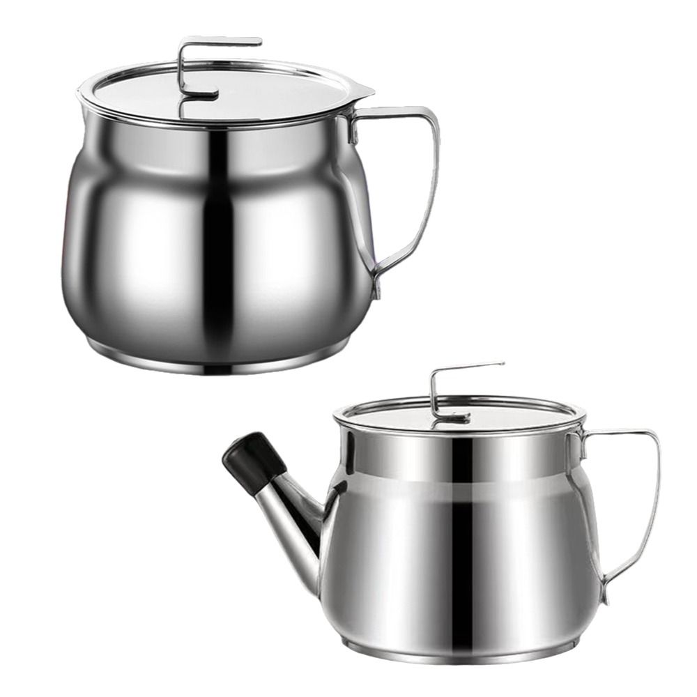 Portable 1.5L Oil Filter Pot Stainless Steel Large Capacity Cooking Oil Strainer Storage Container With Lid Oil Pot Kitchen