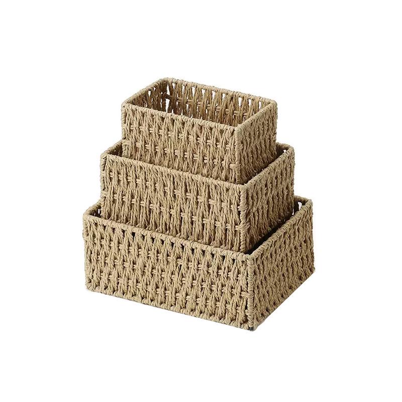 Woven Rattan Storage Basket with Lid - Snack, Sundries & Key Organizer