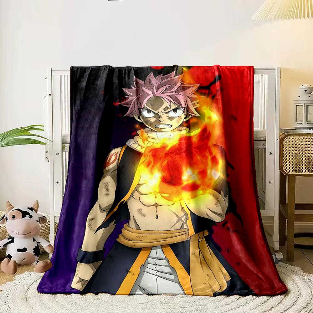 Anime Character with Flaming Hand Design Flannel blanket for bedroom, living room, sofa, and nap sofas