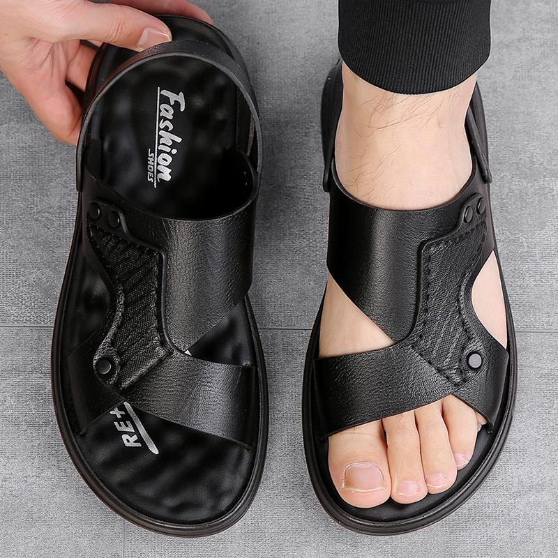 TUINANLE Sandales pour Homme Cuir PU Classique Romaines Homme Été Marche Plage Sandales Plates Chaussures pour Homme Baskets Sandalias Hombre Pantoufle Homme