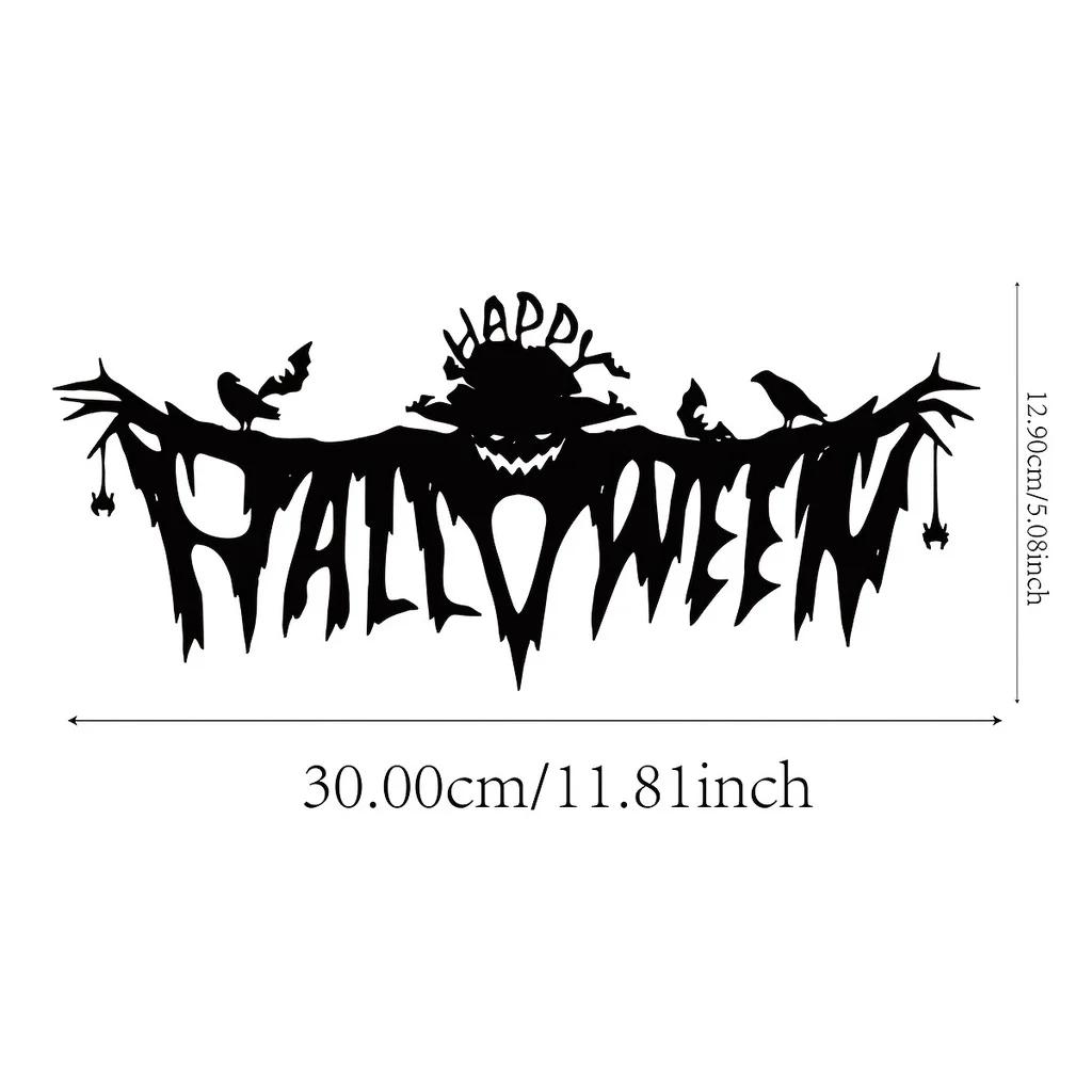 

1 шт. Декор на тему Хэллоуина - жуткое настенное искусство для гостиной в помещении, черный классический стиль с металлическим настенным подвесом светло-серый