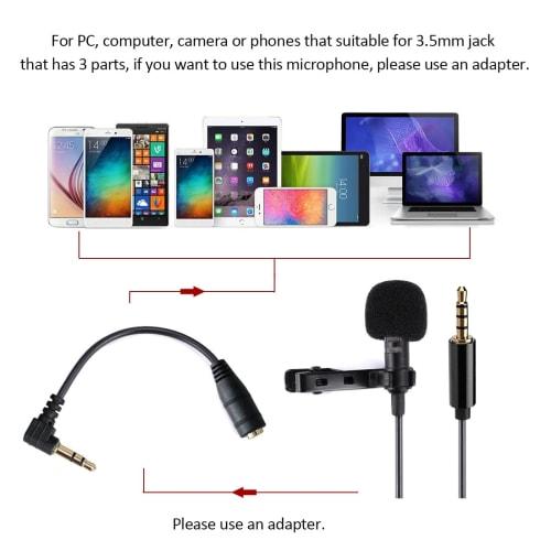 Lavalier Microphone, Professional Grade Omnidirectional Lapel Mic with Easy Clip on System, Ideal for Interviews, Video Conferencing, Podcasts, Voice