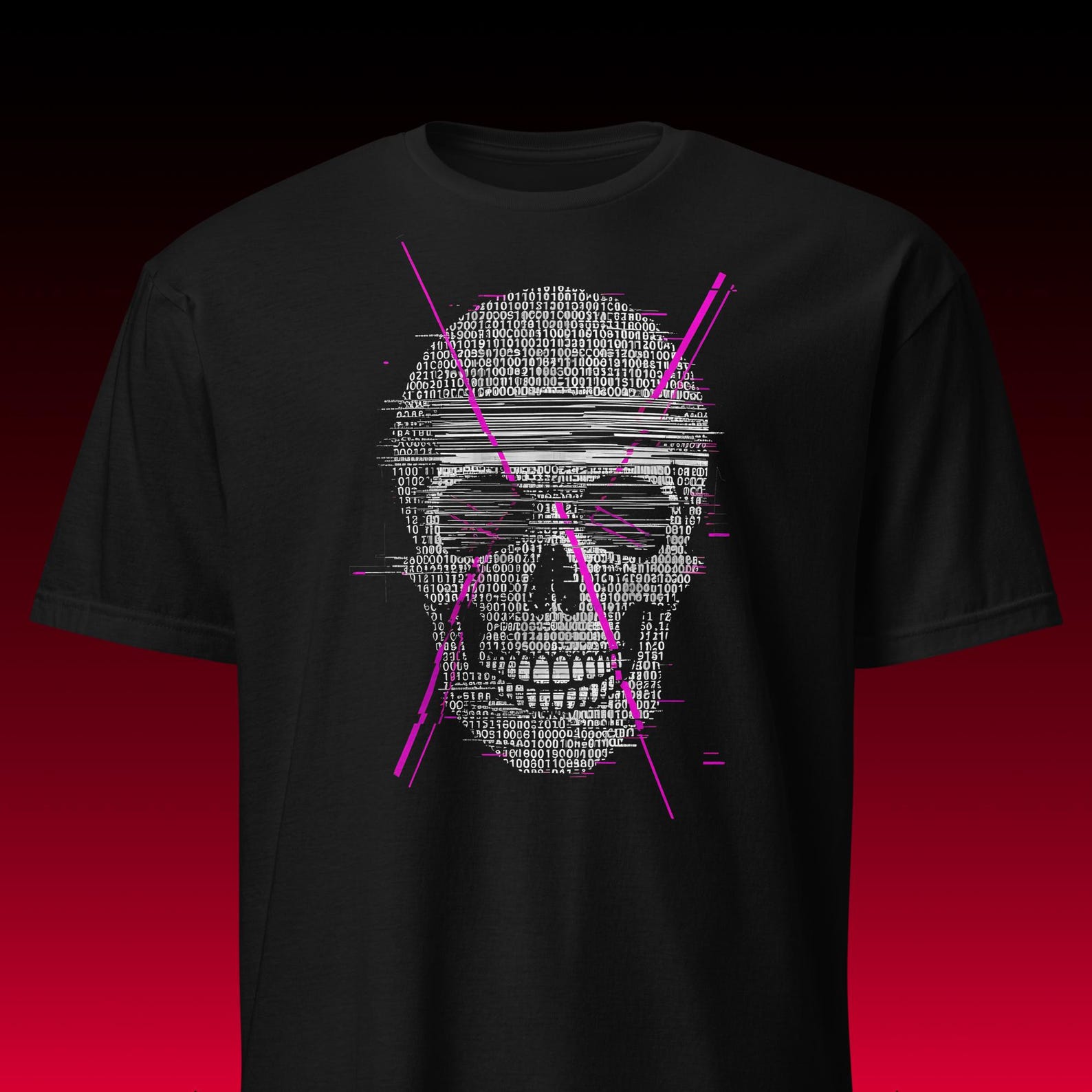 I/O Binary Skull | Cyberpunk Aesthetic | Glitch Art & Hacker Tee 4XL