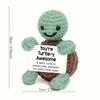 Creative Funny Handmade Crochet Emotional Support Dolls with Positive Energy Card Desktop Ornament Home Decor for Friend Gifts