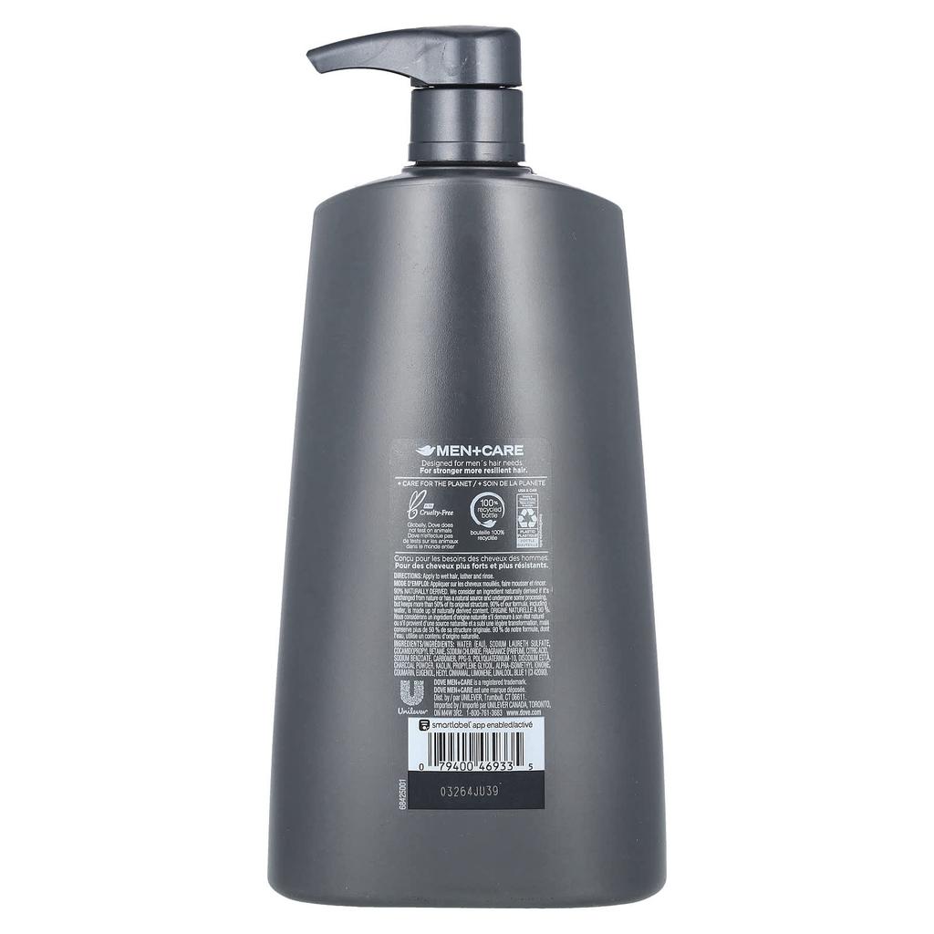 DOVE Men + Care, Shampoo, Purifying, Charcoal + Clay, 25.4 Fl Oz (750 Ml)