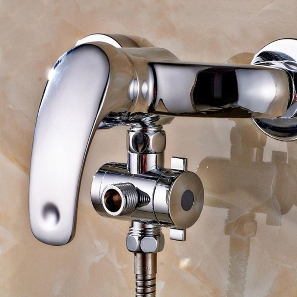 1/2'' 3-Way T-adapter Diverter Valve Adjustable Shower Head Arm Mounted Diverter Valve Bathroom Hardware Accessory