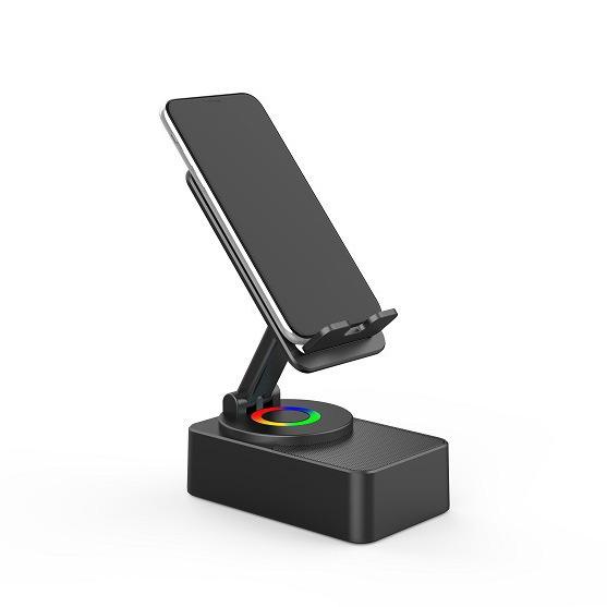 In-Stock 4-in-1 Charger: Tablet & Phone Stand with Wireless Bluetooth Speaker, 360° Rotation