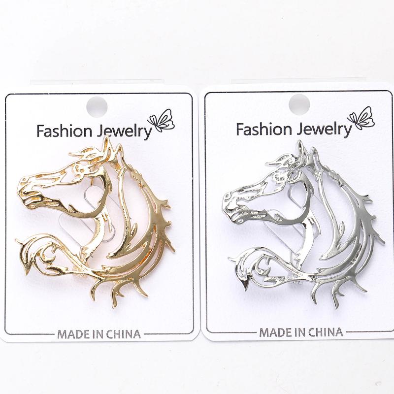 Simple Hollow Horse Brooch For Women Men Personality Alloy Smooth Animal Pin Brooch  Clothing Jewelry Accessories Gift