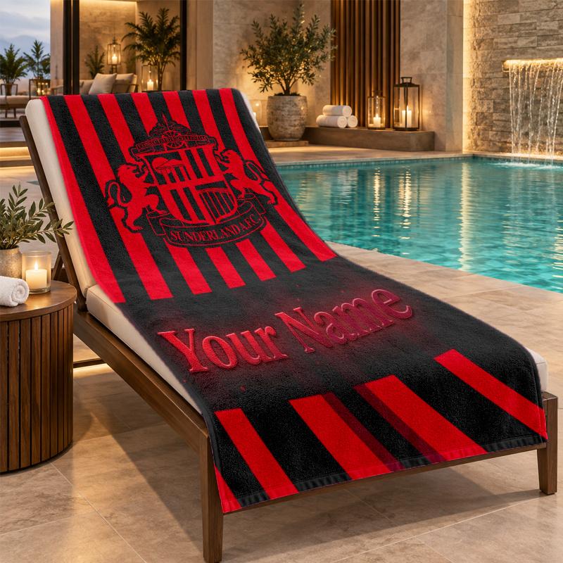 Custom Name Sunderland Beach Towel Personalized Text Soft Towel Swimming Travel Bath Gift